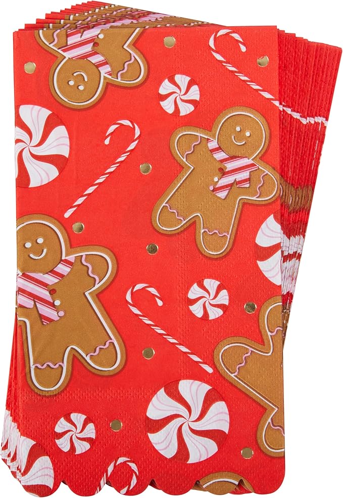 CR Gibson Holiday Gingerbread Scallop Edge Guest Dinner Napk