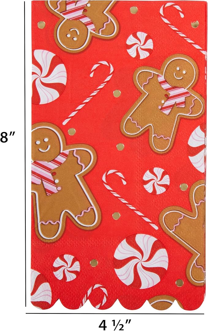 CR Gibson Holiday Gingerbread Scallop Edge Guest Dinner Napk