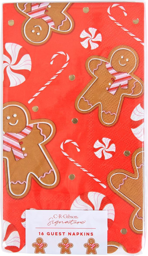 CR Gibson Holiday Gingerbread Scallop Edge Guest Dinner Napk