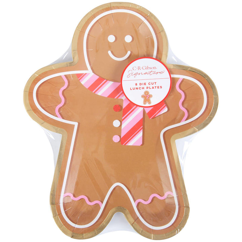 CR Gibson Holiday Gingerbread Die Cut Lunch Plate
