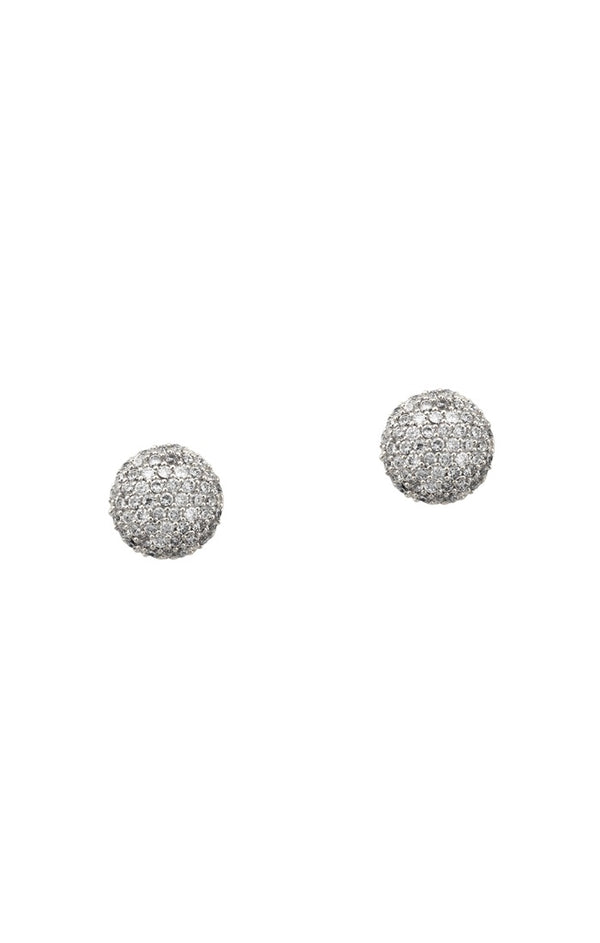 Tai Silver CZ button stud earrings