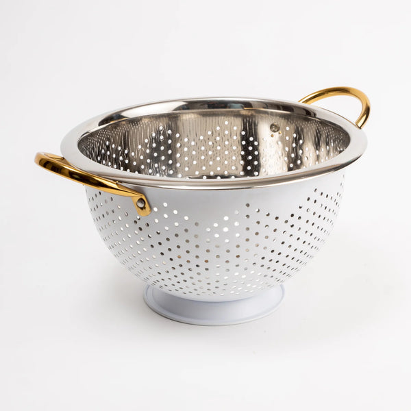 Casa Amarosa Colum Steel Colander White - 13.25 x 10.75 x 6 Inches