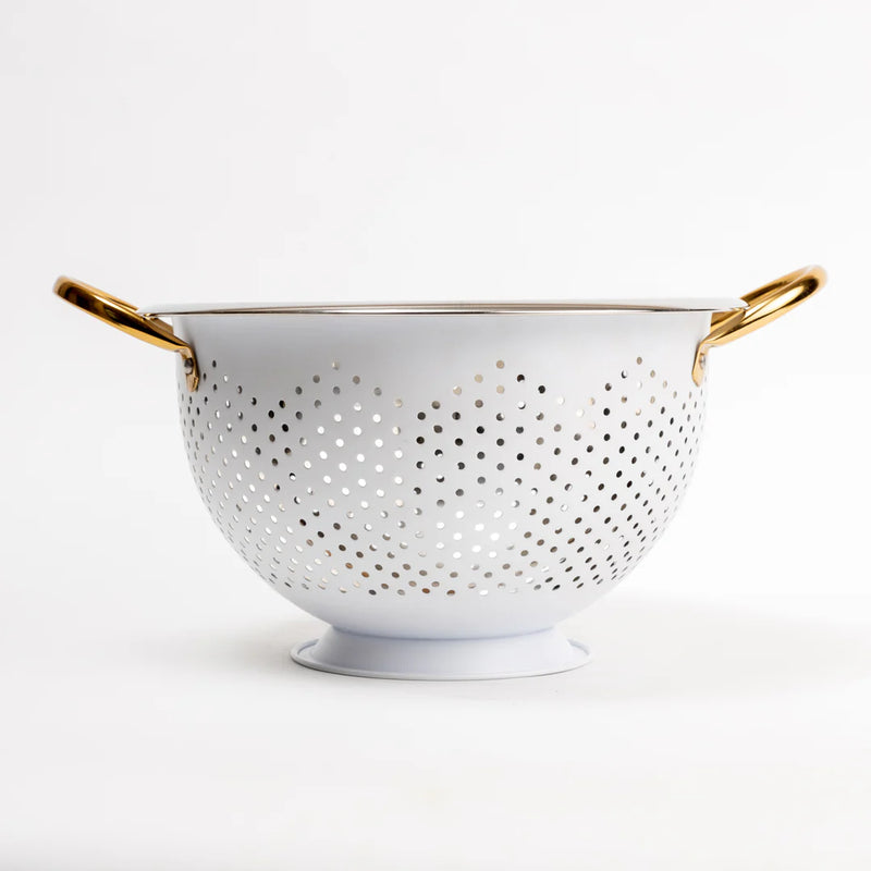 Casa Amarosa Colum Steel Colander White - 13.25 x 10.75 x 6 Inches