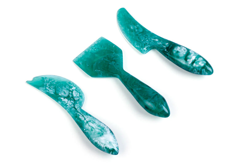 Casa Amarosa Resin Cheese Knife, Green (Set of 3)- 6 Inches