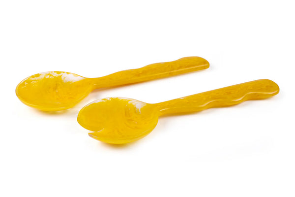 Casa Amarosa Resin Salad Server- Mustard (Set of 2), 12.40 x 3.93 Inches