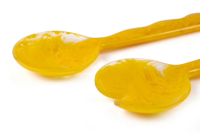 Casa Amarosa Resin Salad Server- Mustard (Set of 2), 12.40 x 3.93 Inches