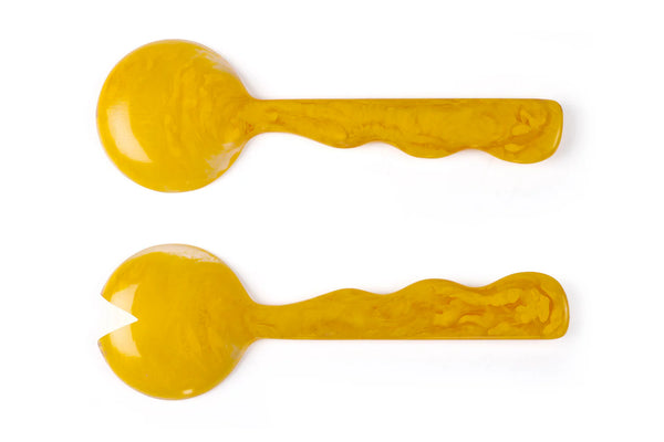 Casa Amarosa Resin Salad Server- Mustard (Set of 2), 12.40 x 3.93 Inches