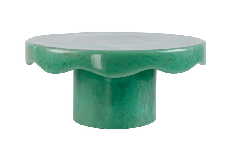 Casa Amarosa Scallop Resin Cake stand, Green- 9.5x4.5 Inches