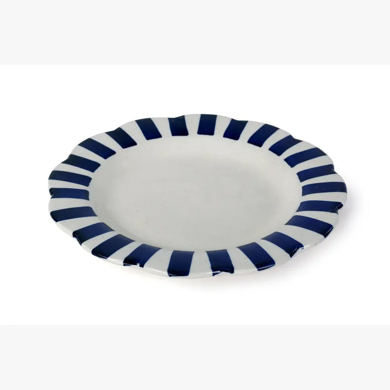 Casa Amarosa Stripe Dinner Plate, Blue- 10 x 10 x 1.25 Inches