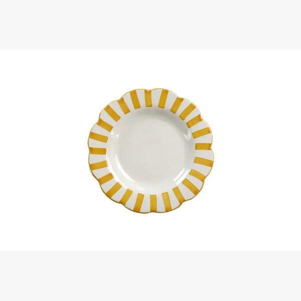 Casa Amarosa Stripe Salad Plate, Yellow- 8.25 x 8.25 x 1.25 Inches