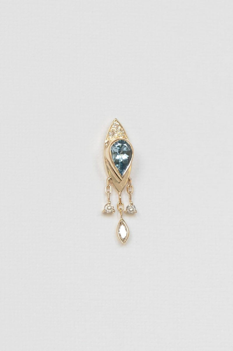 Celine Daoust Aquamarine Pear and diamonds single earring