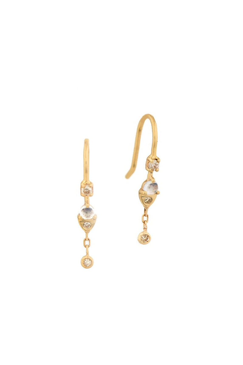 Celine Daoust Moonstone And Diamonds Dormeuse Earrings