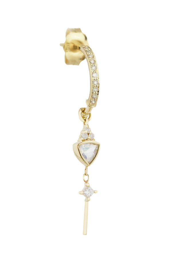 Celine Daoust Triangle Moonstone And Diamonds Single Dangling Earring