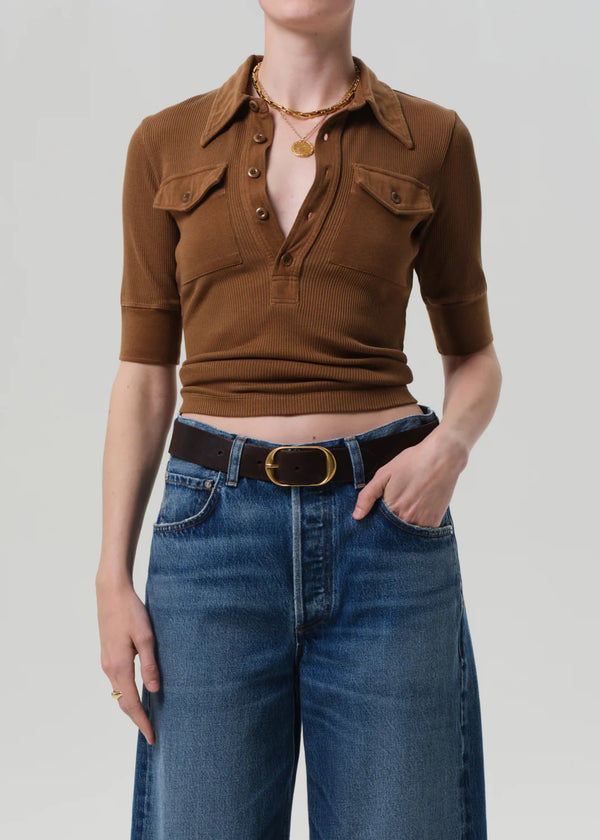 Citizens of Humanity Amina Polo Shirt In Manuka