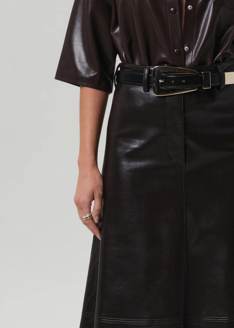 Citizens of Humanity Cassia Leather Skirt Chocolate