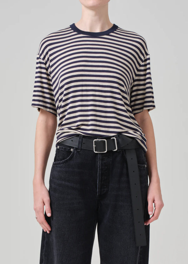 Citizens of Humanity Elisabetta Relaxed Tee In Navy Stripe