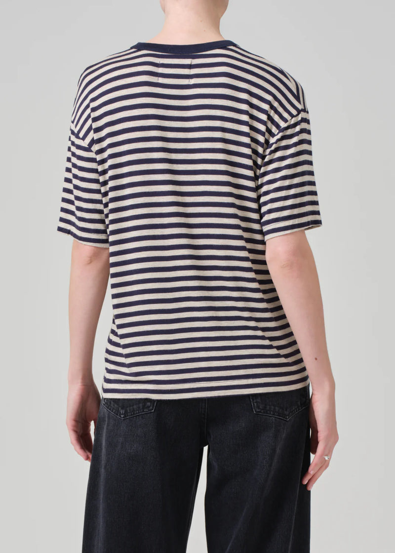 Citizens of Humanity Elisabetta Relaxed Tee In Navy Stripe