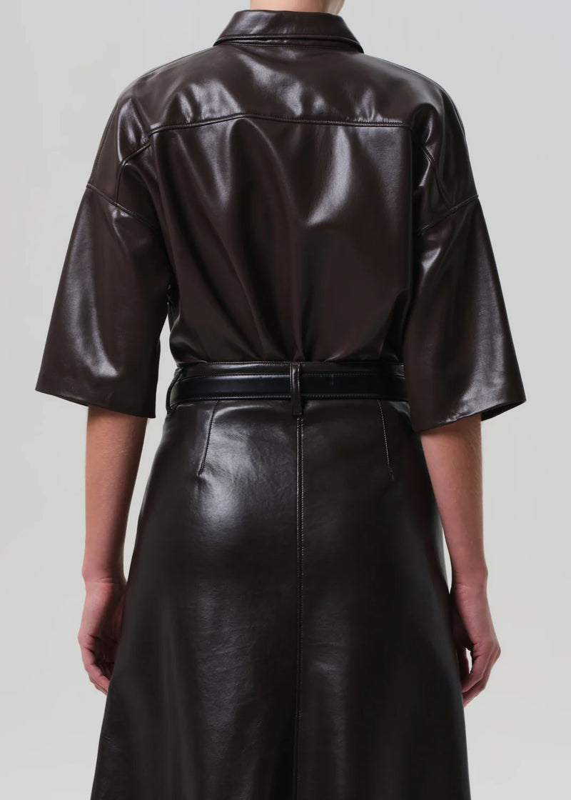 Citizens of Humanity Frances Cropped Cape Button Up In Chocolate