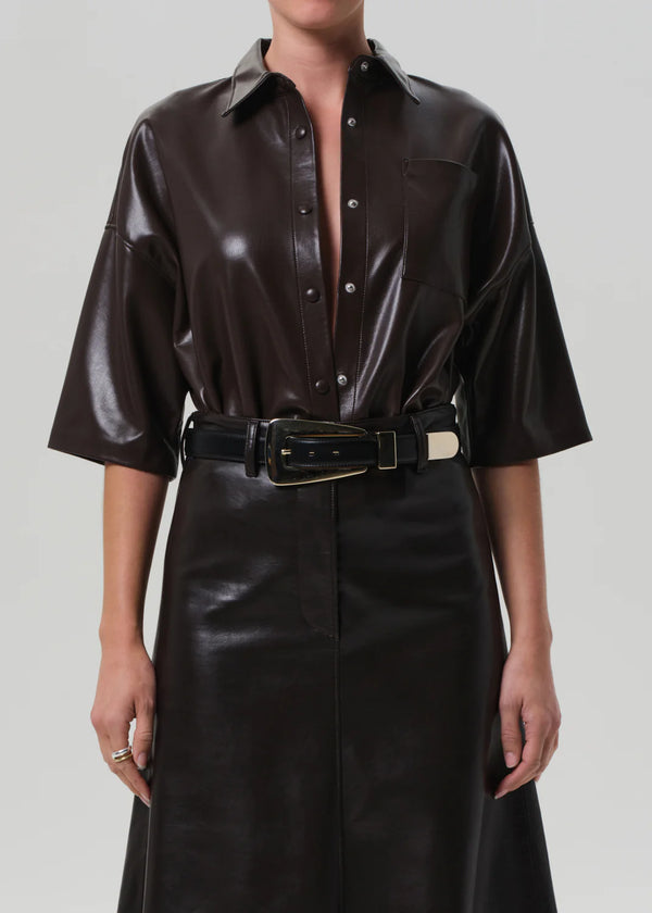 Citizens of Humanity Frances Cropped Cape Button Up In Chocolate