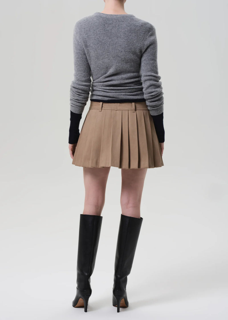 Citizens of Humanity Pleated Mini Skirt In Khaki