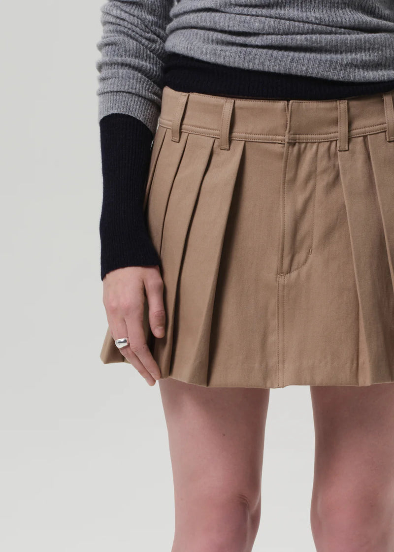 Citizens of Humanity Pleated Mini Skirt In Khaki