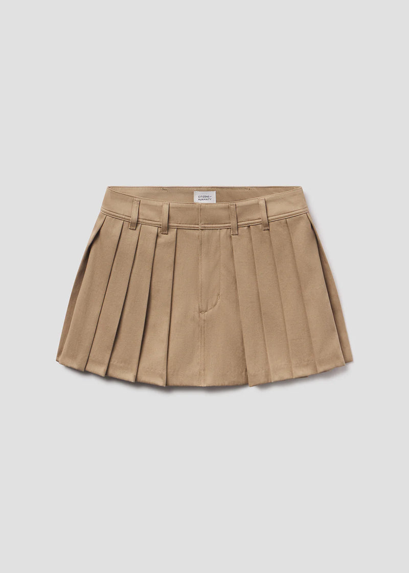 Citizens of Humanity Pleated Mini Skirt In Khaki