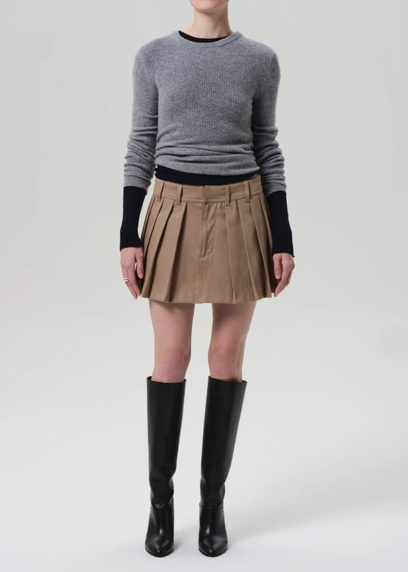 Citizens of Humanity Pleated Mini Skirt In Khaki