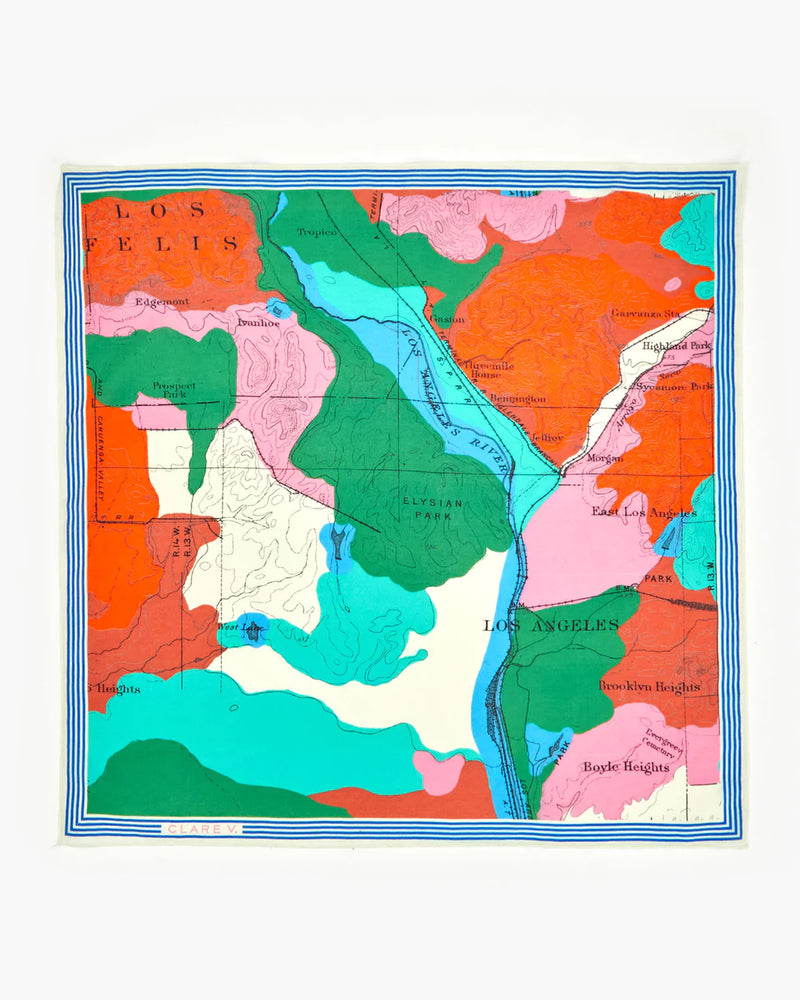 Clare V. Bandana La Map Print Multi Color