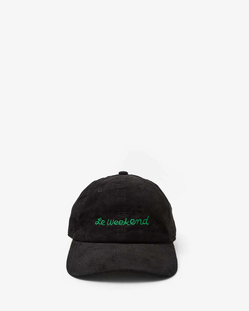 Clare V. Corduroy Baseball Hat - Embroidered Le Weekend Black