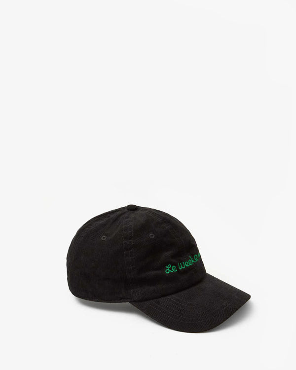 Clare V. Corduroy Baseball Hat - Embroidered Le Weekend Black