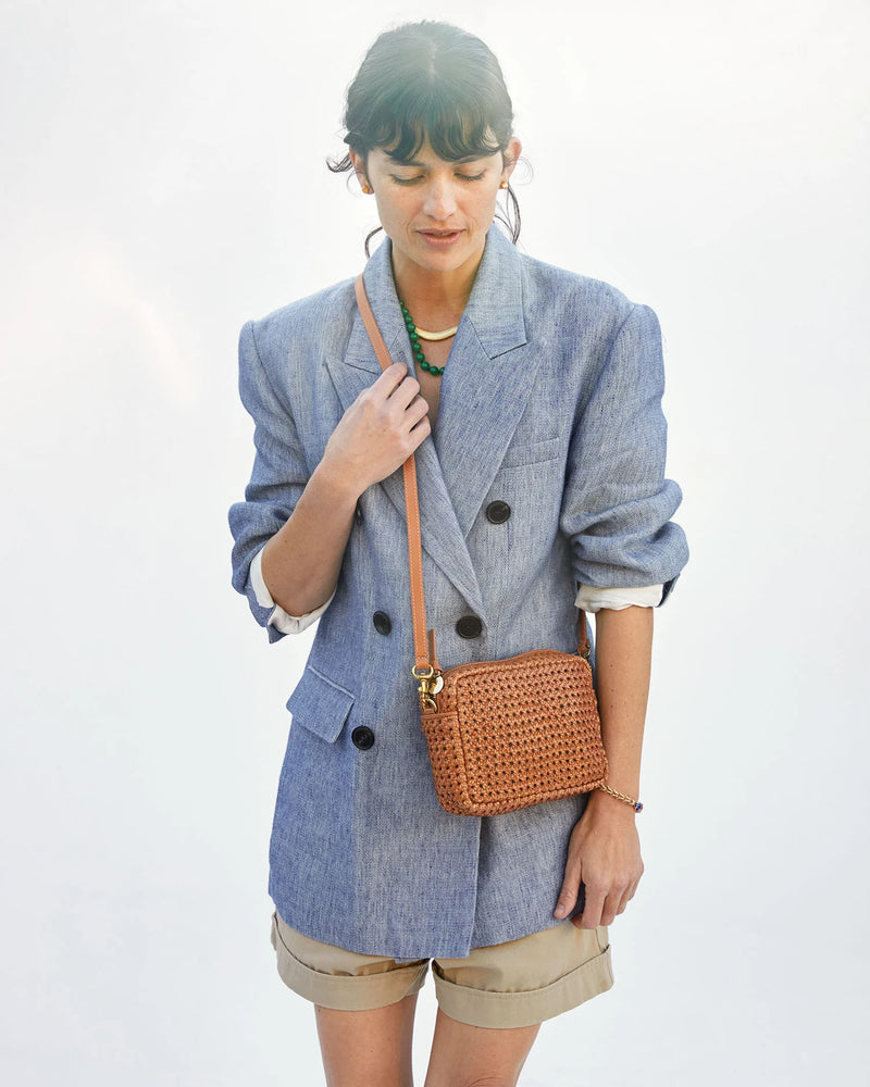 Clare V. Midi Sac Rattan Tan