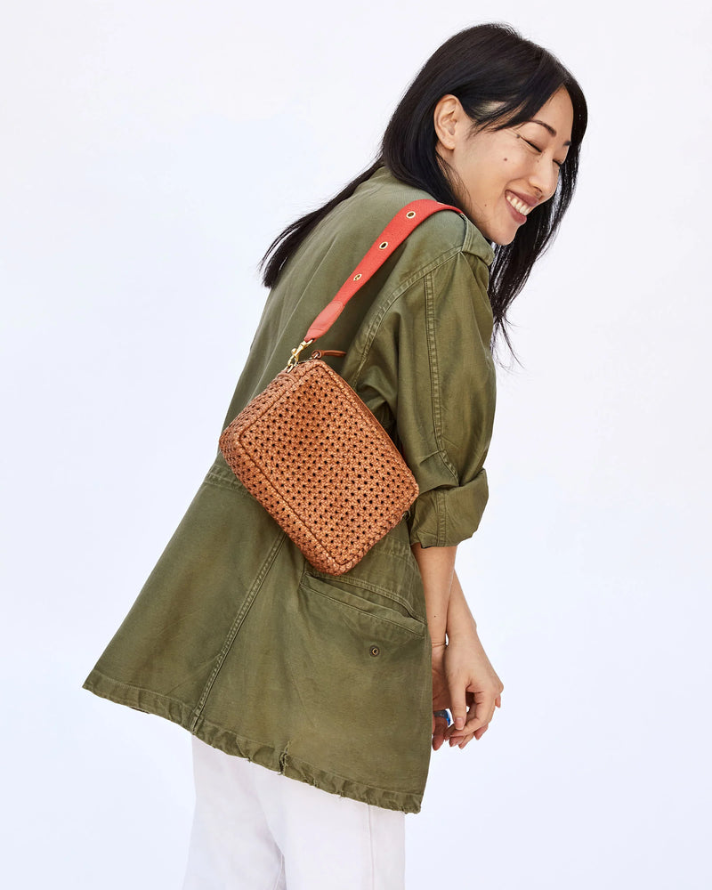 Clare V. Midi Sac Rattan Tan