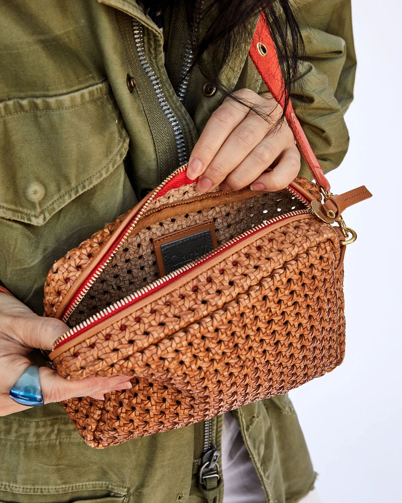 Clare V. Midi Sac Rattan Tan