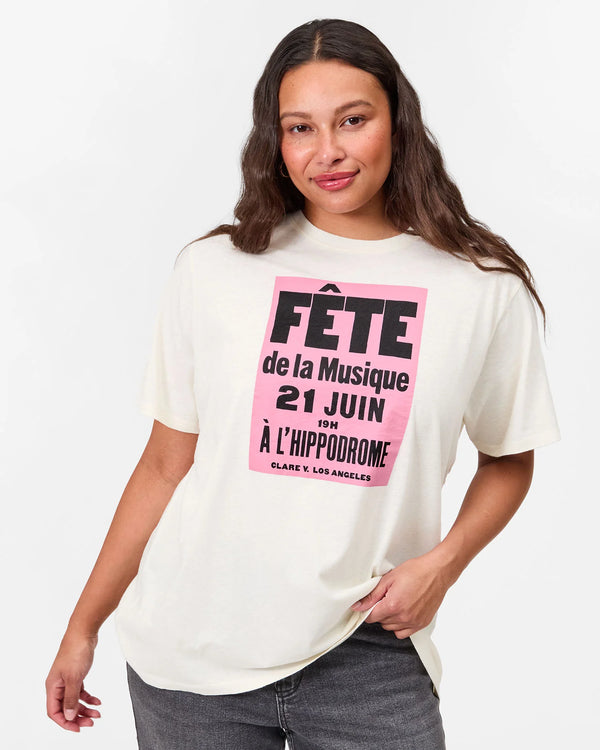 Clare V. Original Tee - Cotton/Linen Fete de la Musique - Cream