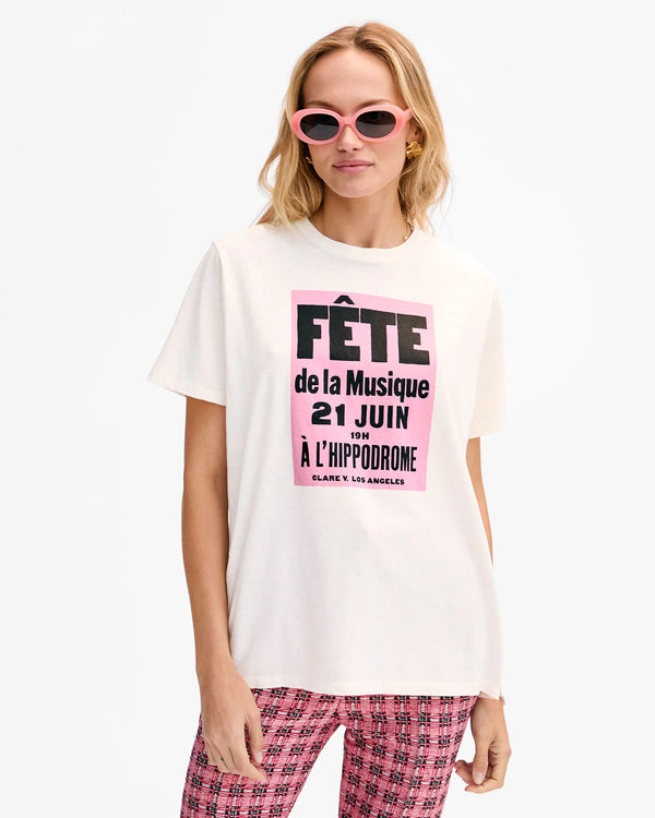 Clare V. Original Tee - Cotton/Linen Fete de la Musique - Cream