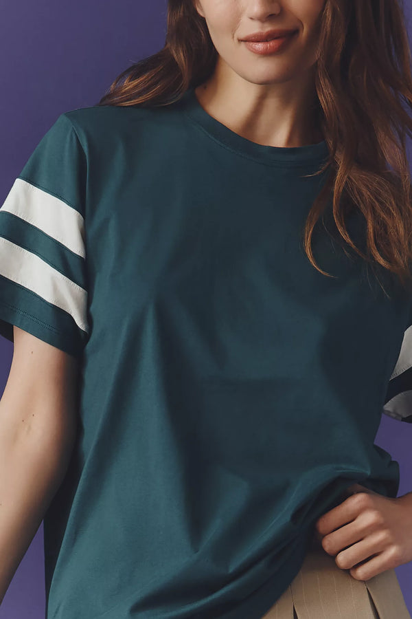 Clare V. Original Varsity Tee - Deep Pine/Cream