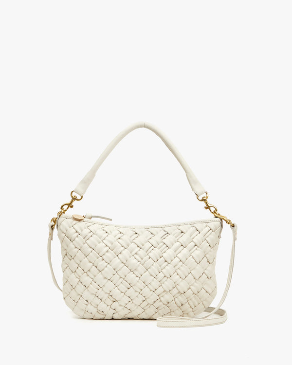 Clare V. Petit Moyen Messenger - Puffy Woven Cream