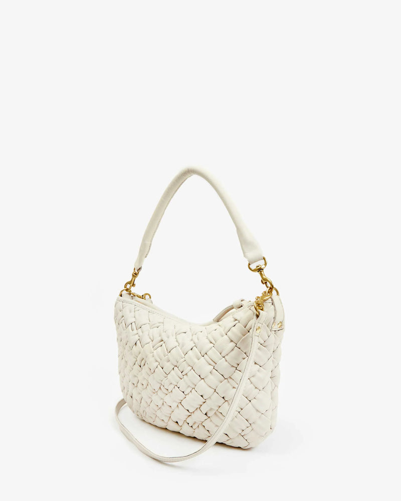 Clare V. Petit Moyen Messenger - Puffy Woven Cream