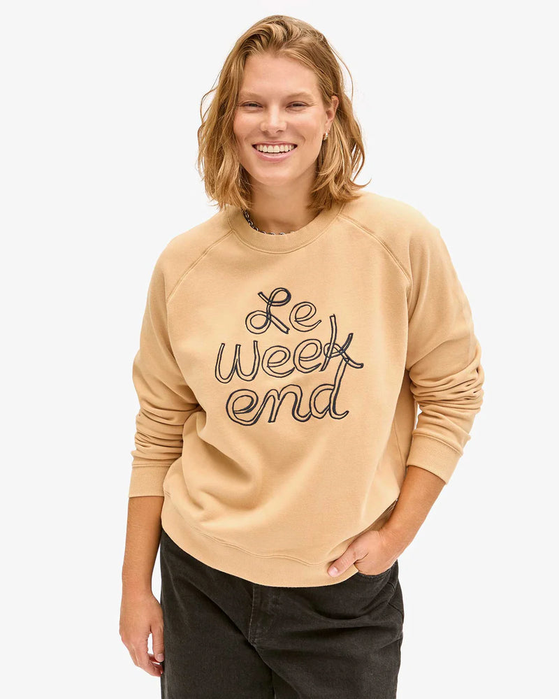 Clare V. Sweatshirt Embroidered Le Weekend Sand