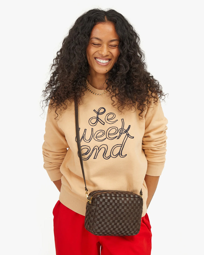 Clare V. Sweatshirt Embroidered Le Weekend Sand