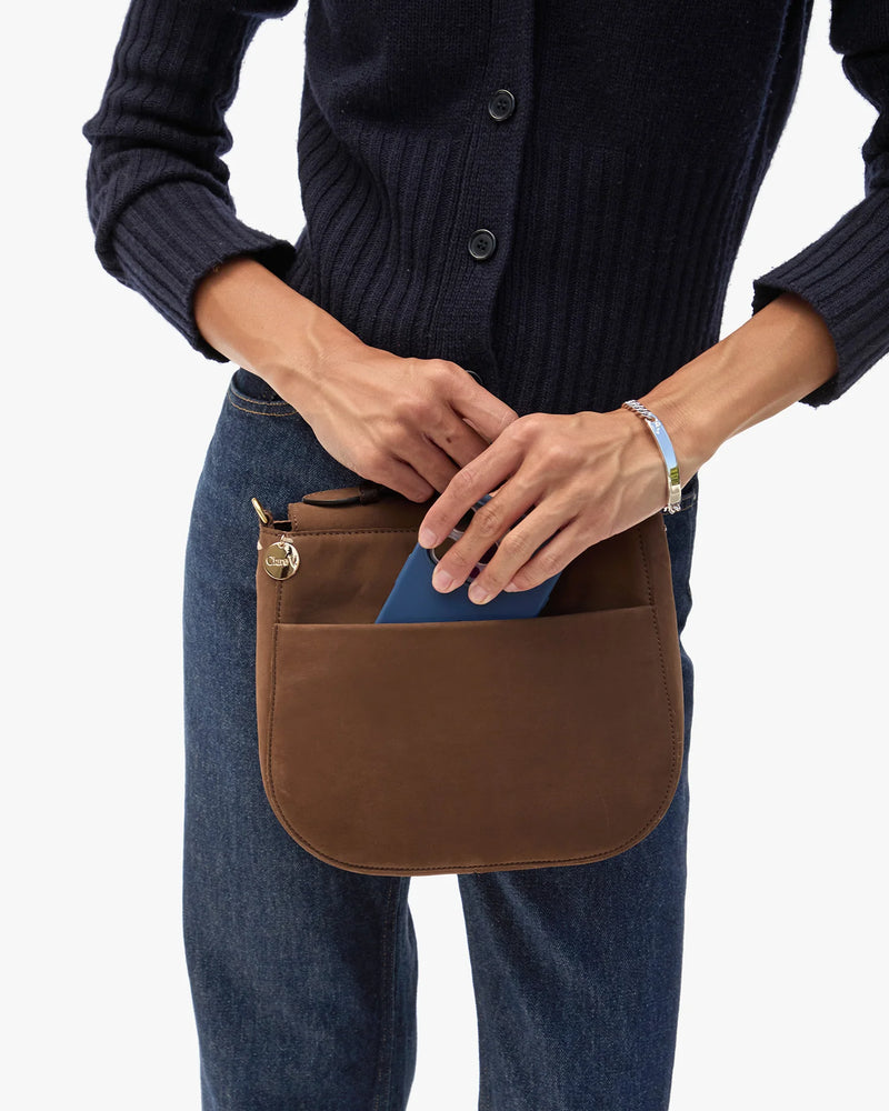 Clare V. Turnlock Louis w/ Top Handle - Smooth Nubuck - Choco Bar