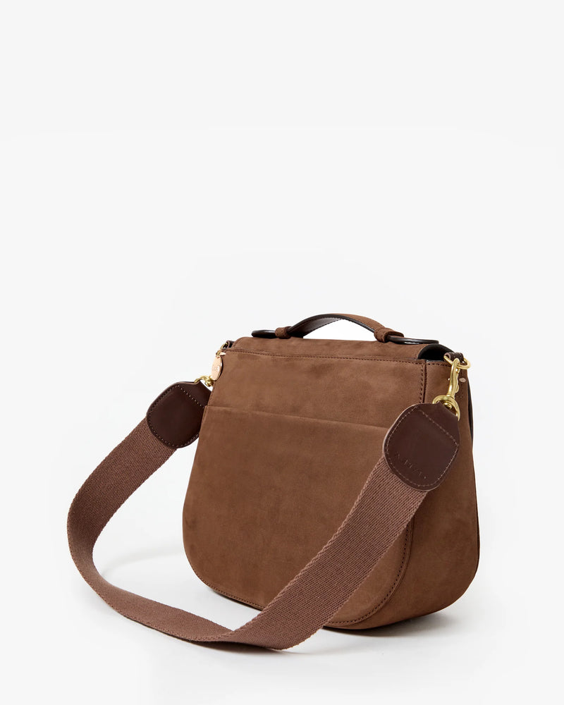 Clare V. Turnlock Louis w/ Top Handle - Smooth Nubuck - Choco Bar