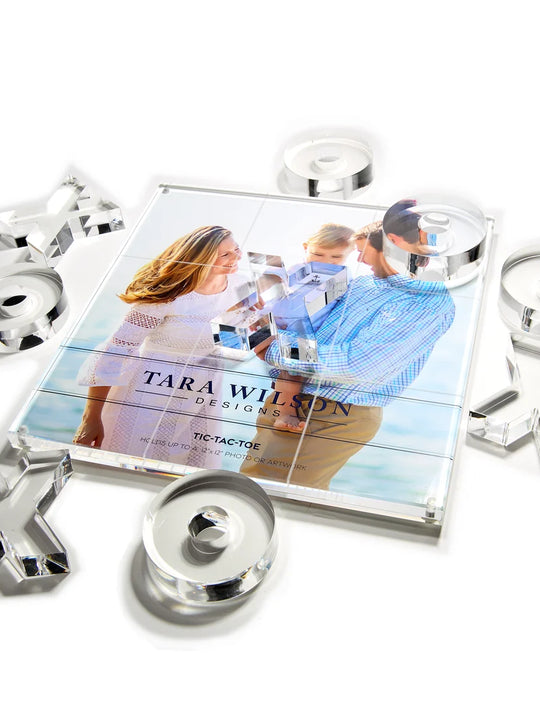 Tara Wilson Designs Clear X & O's With Photo Bottom Acrylic Tic Tac Toe