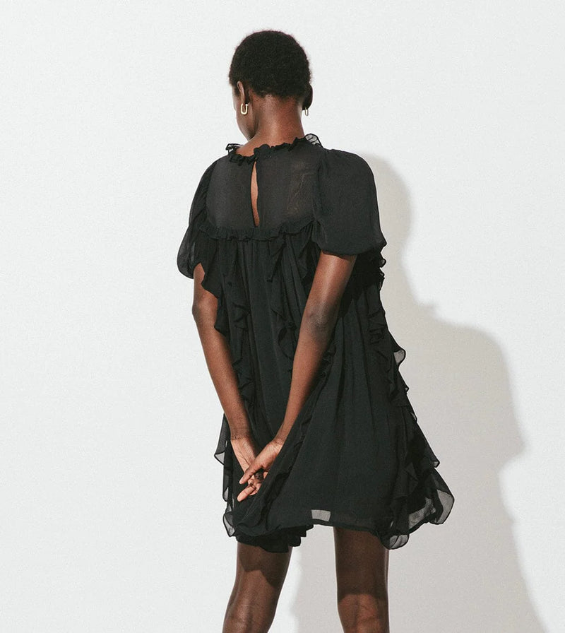 Cleobella Wallis Solid Chiffon Mini Dress Black