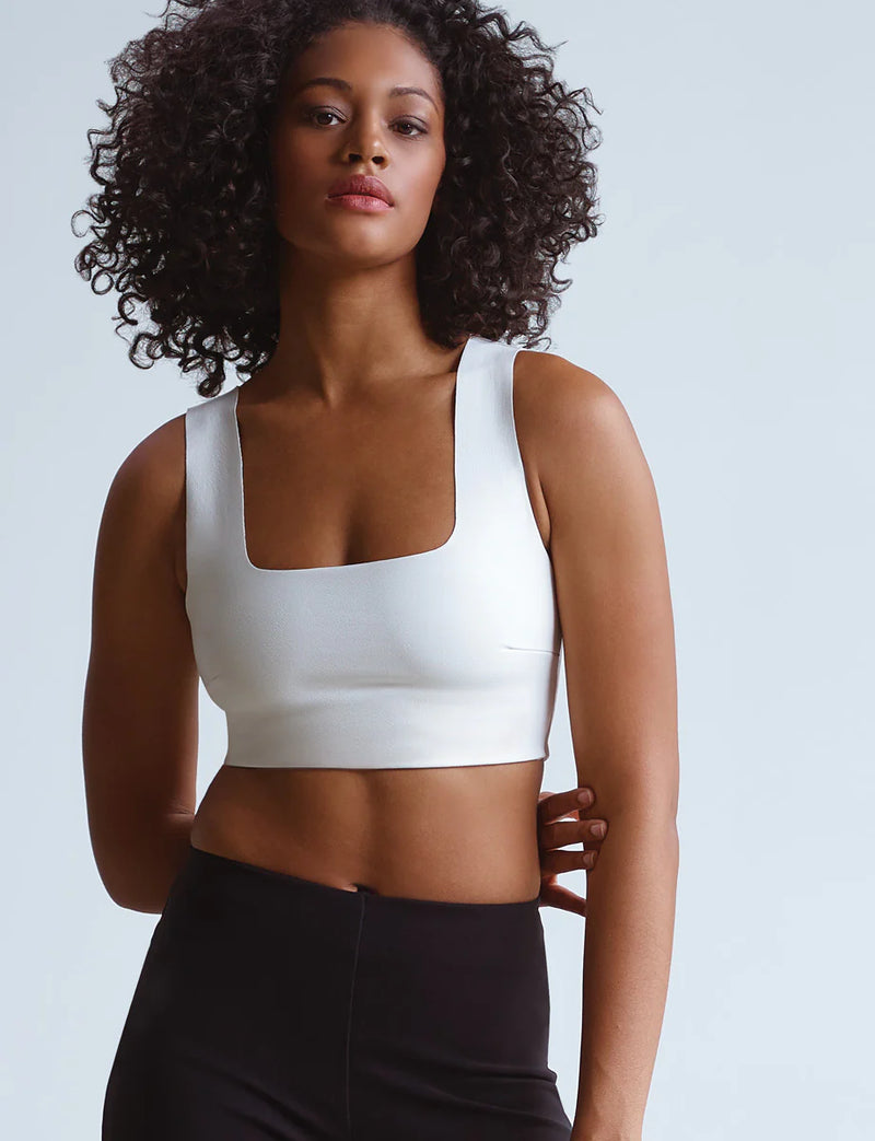 Commando Fx Lthr Sqrnck Crop Top / White