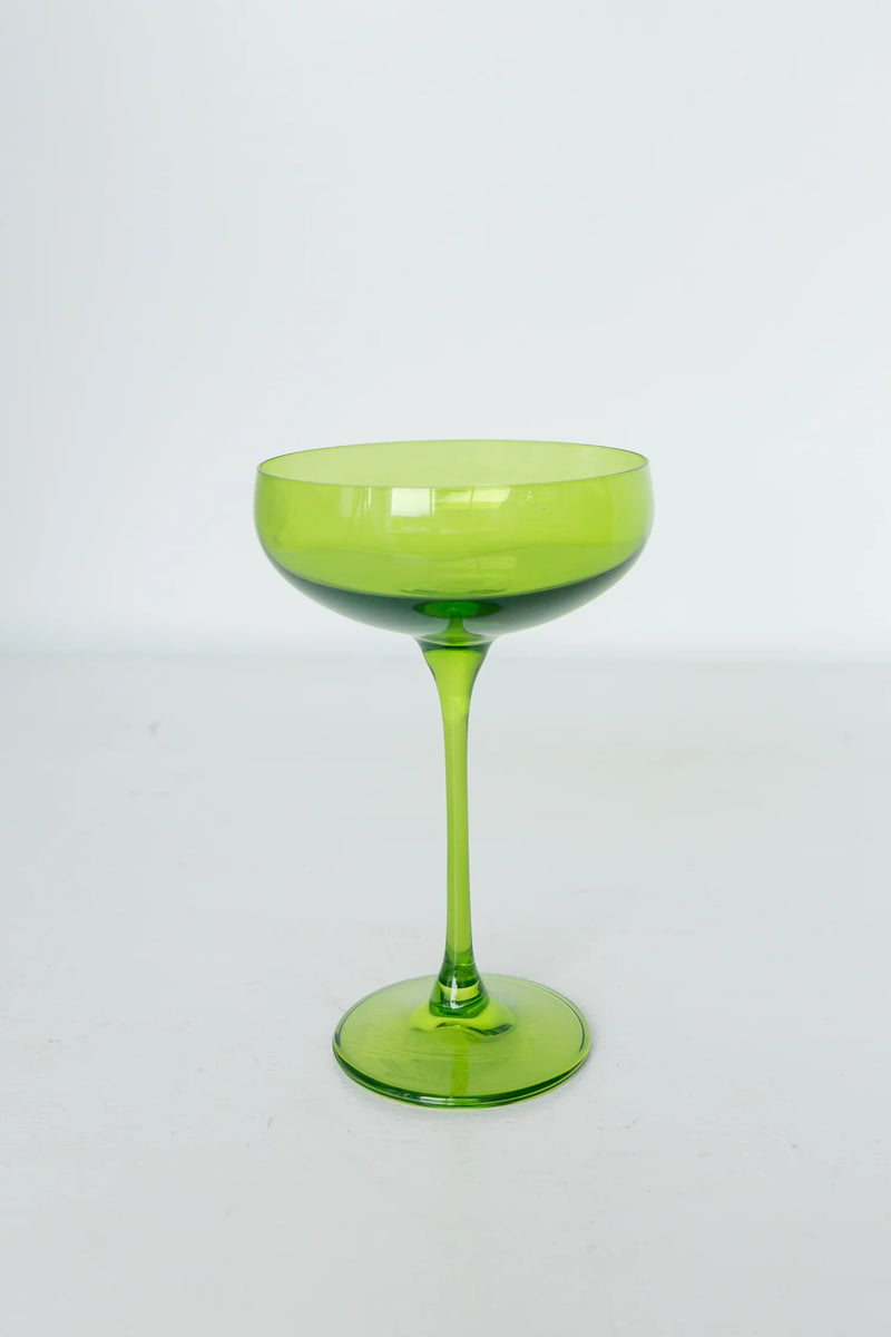 Estelle Colored Glass Champagne Coupe Forest Green