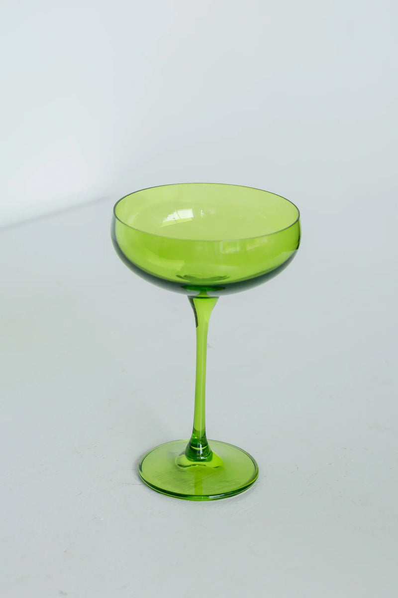 Estelle Colored Glass Champagne Coupe Forest Green