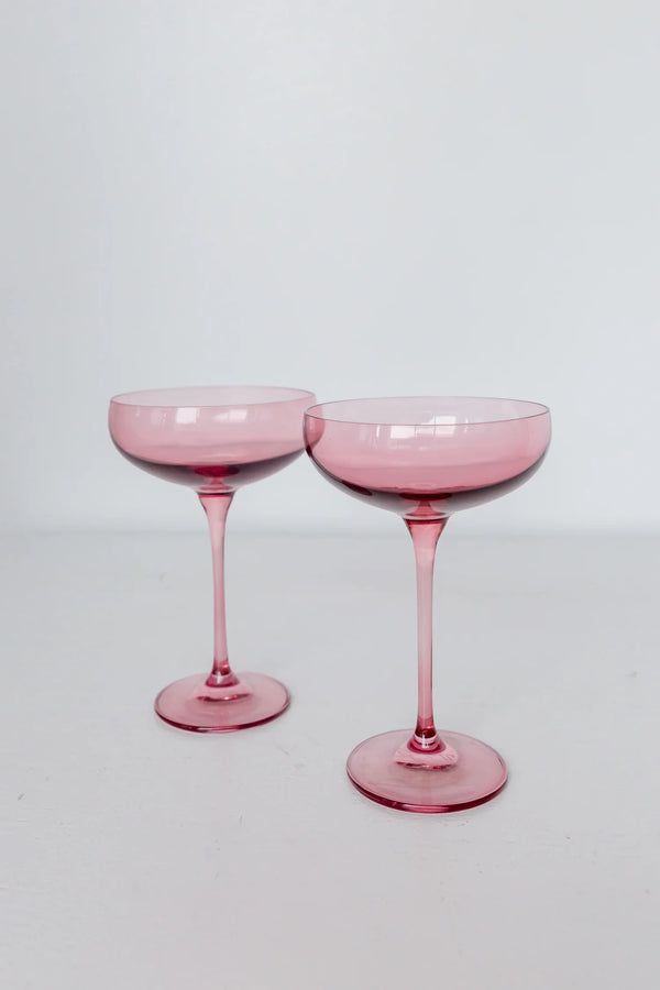 Estelle Colored Glass Champagne Coupe Stemware Rose
