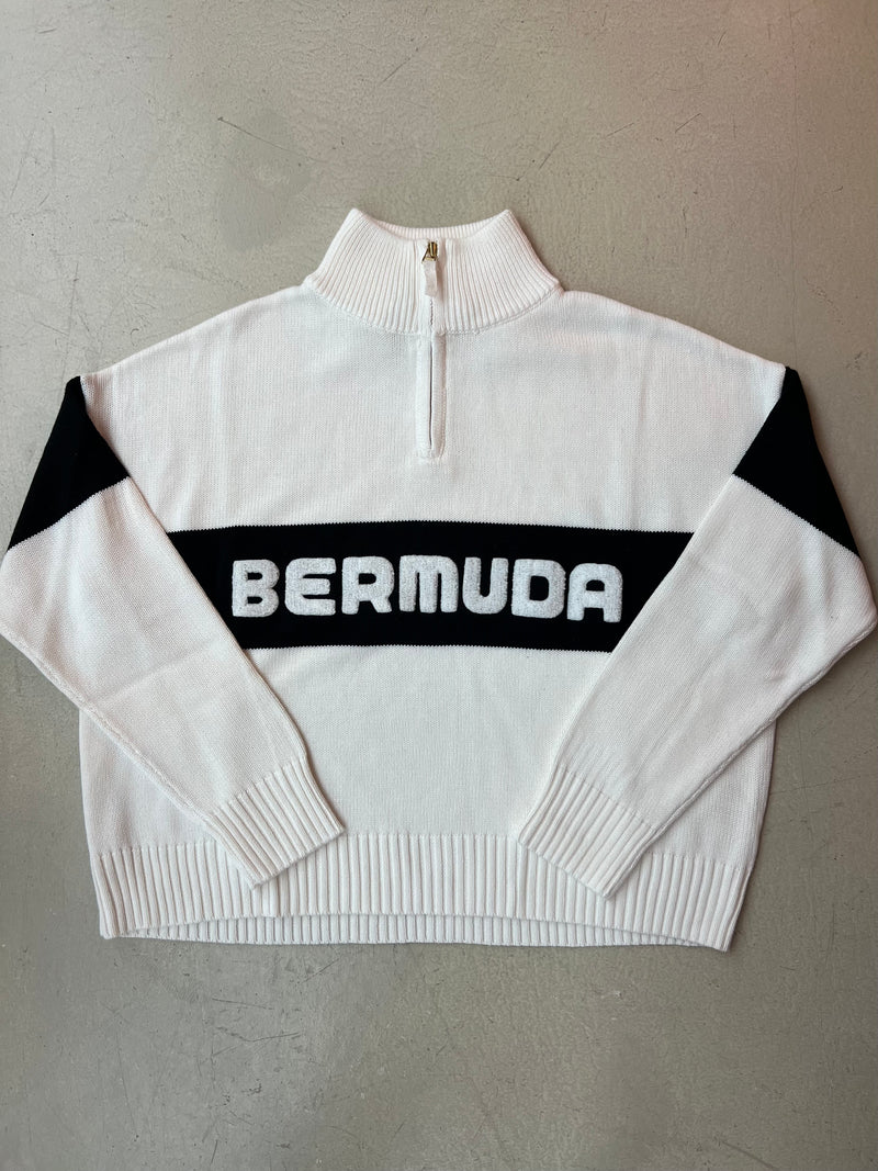 Bermuda+ Block Quarter Zip Ivory/Black