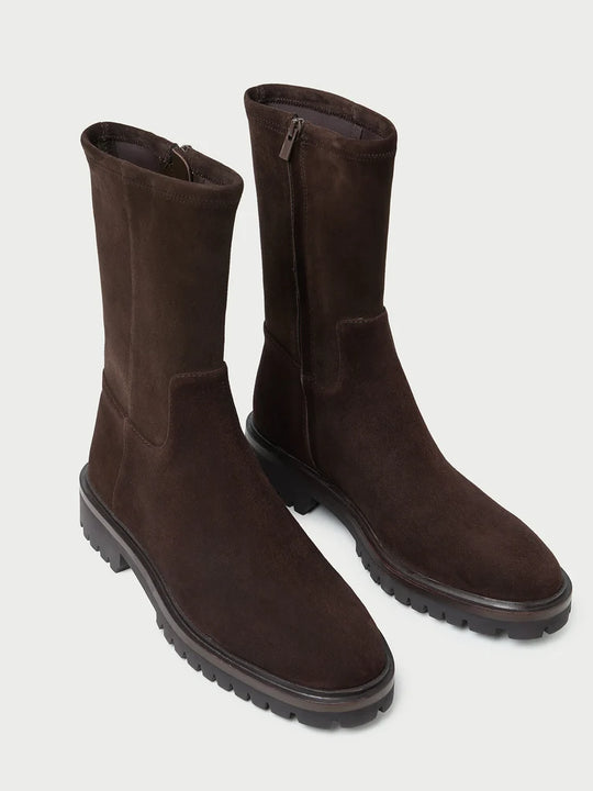 Loeffler Randall Danny Ankle Lug Sole Boot - Brown Suede